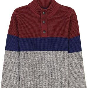 NWT 2XL IZOD Men’s Button Mock Neck Sweater – Velvet Maroon